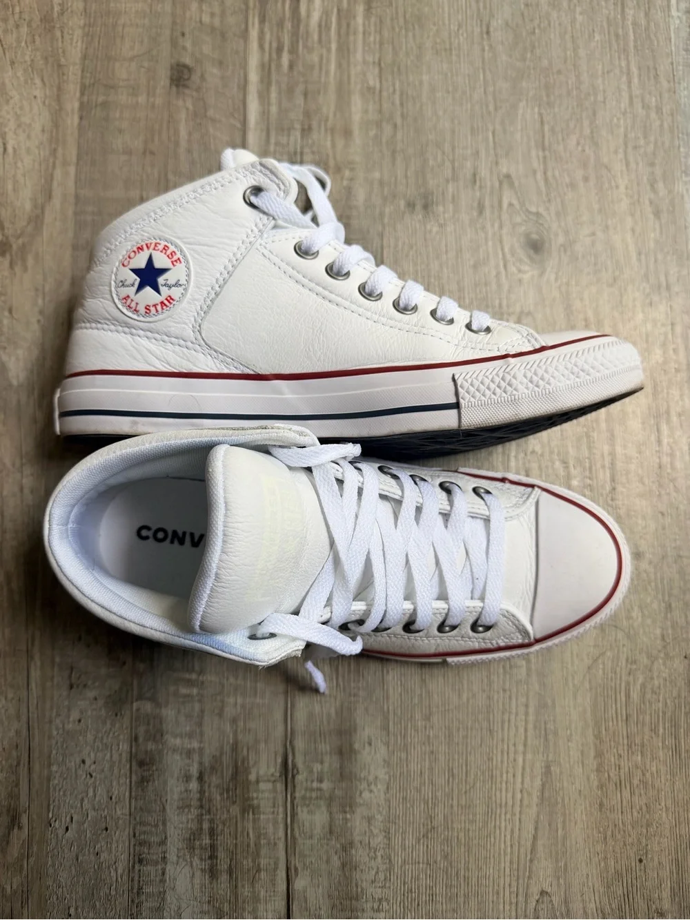Converse All-Star White Leather High-Top Chuck Taylor Sneakers
